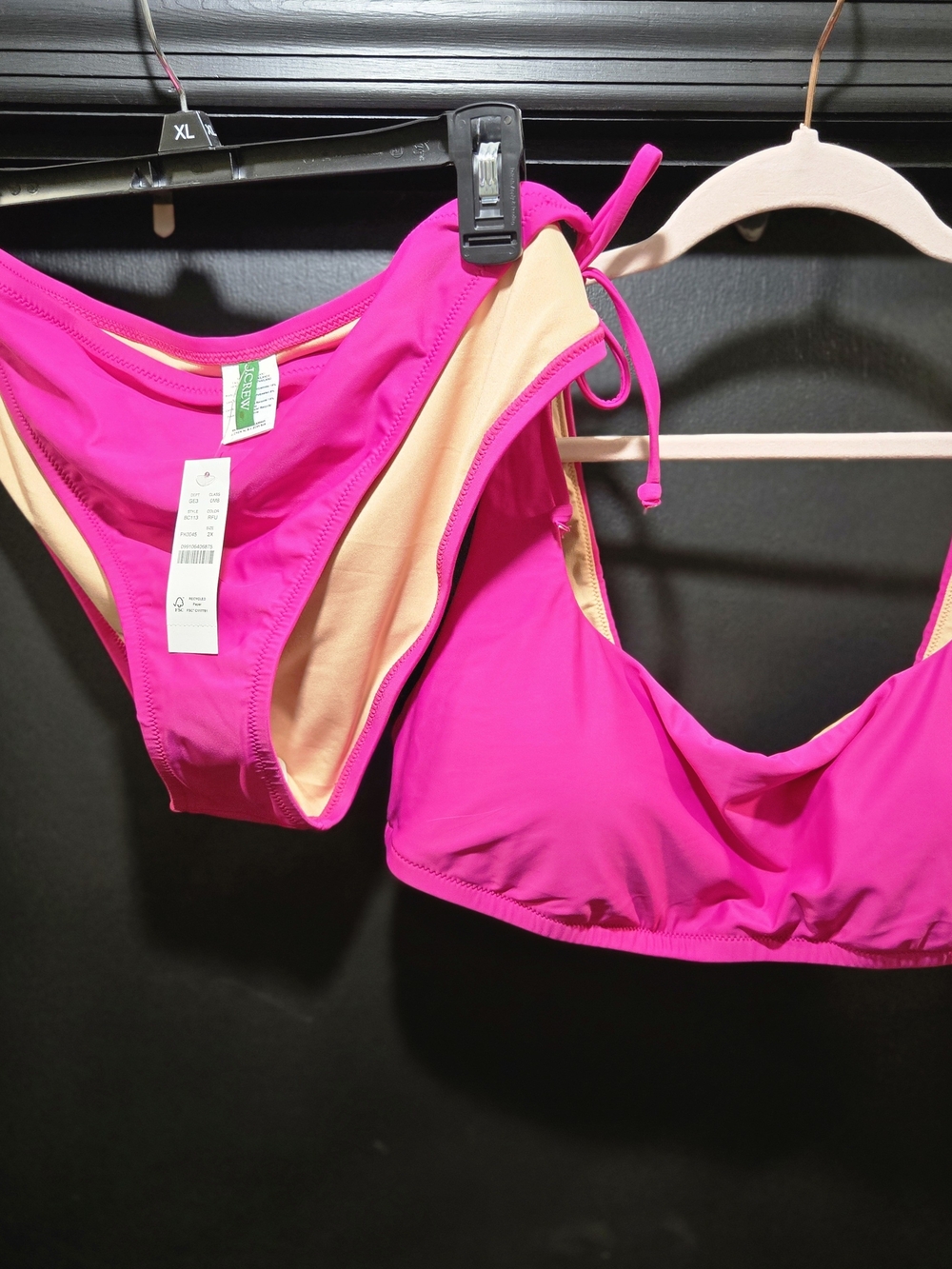 J. Crew Bright Fuchsia Bikini Top and Tie-Side Bottoms
